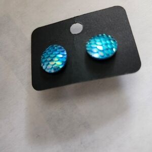 Blue Iridescent Stud Earrings